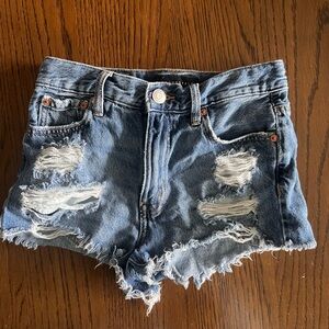 Aeropostale Ripped Blue Jean Shorts High Waisted